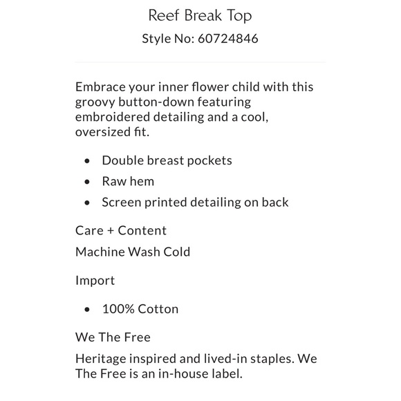 WE THE FREE / REEF BREAK OVERSIZED SHIRT NO OFFERS - Picture 5 of 12